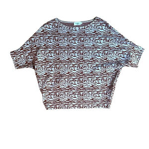 The Reset Essential Pullover Zebra Print Cream Tan Dolman Sleeve Size S/M Wool